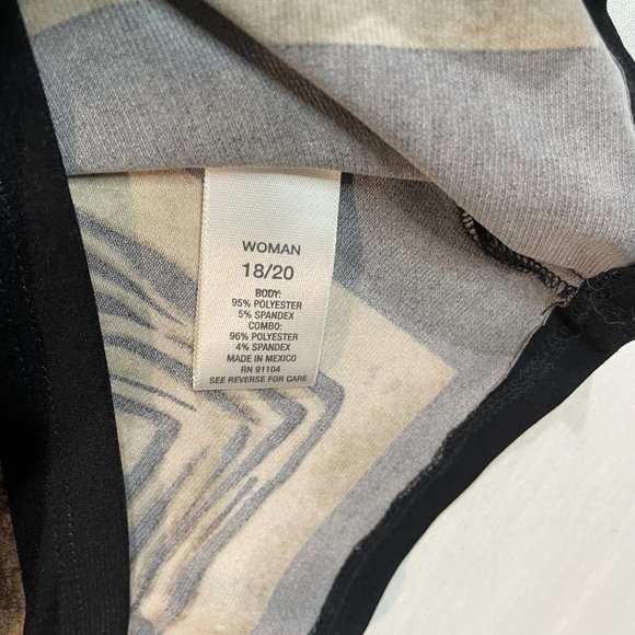 Dress Barn Top Blouse Woman Size 18/20 Stretch Short 3/4 Sleeve Black & Gold - Picture 7 of 11